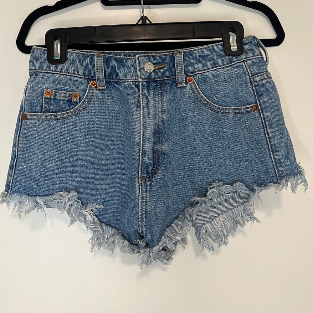 Top Shop Denim Frayed Hem Women Shorts